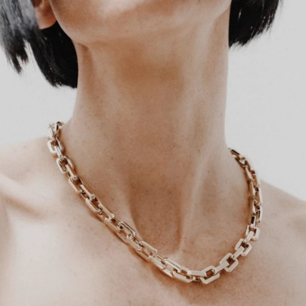 nwt Eddie Borgo Supra 17" Link Statement Gold Necklace